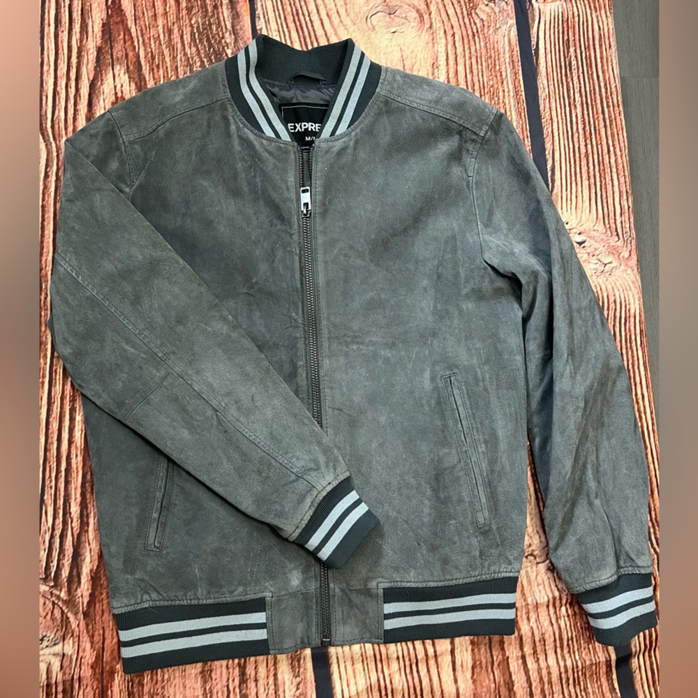 Express Gray Bomber Jacket Men Medium - image 1